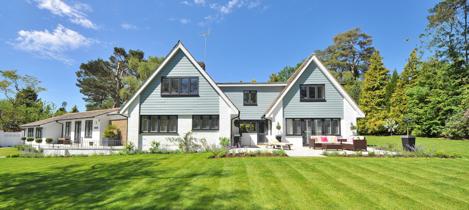 residential home on landscaped lawn